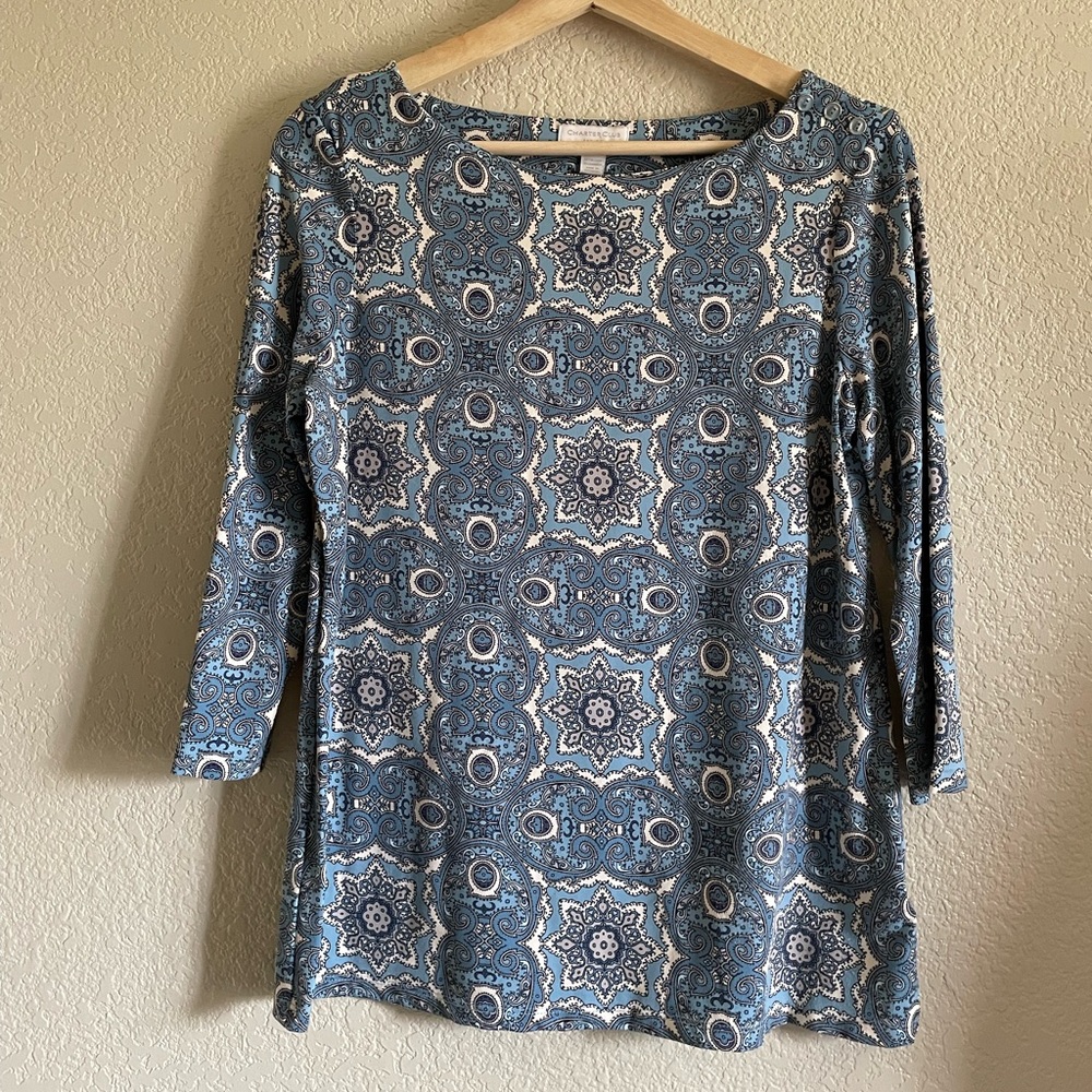 Charter Club Multi-Colored Pattern 3/4 sleeve top